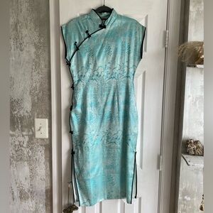 Elegant Blue Cheongsam Dress